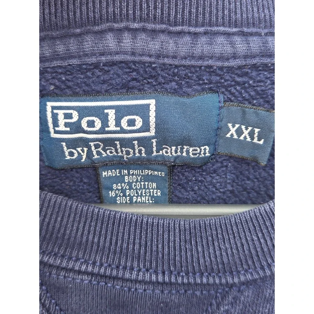 Vintage Polo Ralph Lauren Mens XXL Sweatshirt Navy Blue Red Pony Crewneck Y2k